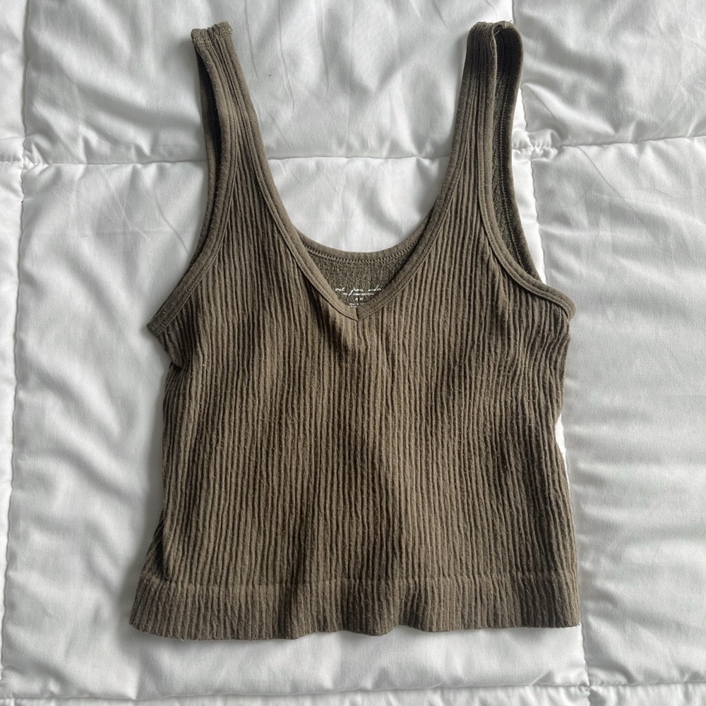 Urban Outfitters/Out From Under Green Ribbed Crop Tank Top